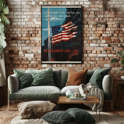 Remember December 7th Patriotic Flag Travel Poster