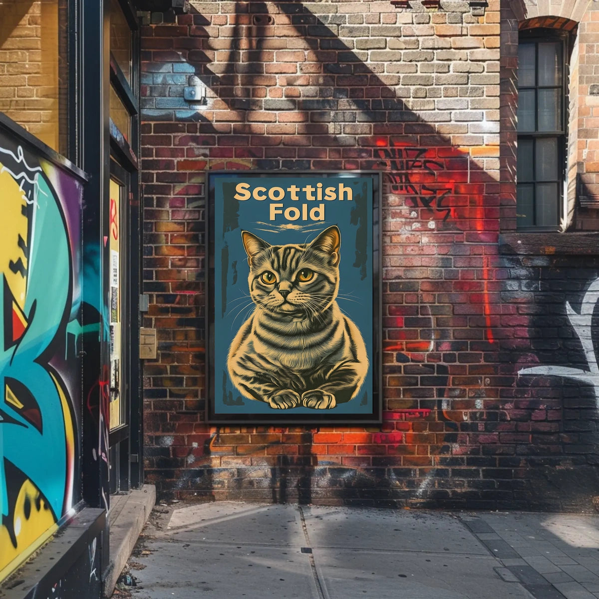 Scottish Fold Cat Artwork Minimalist Studio Poster