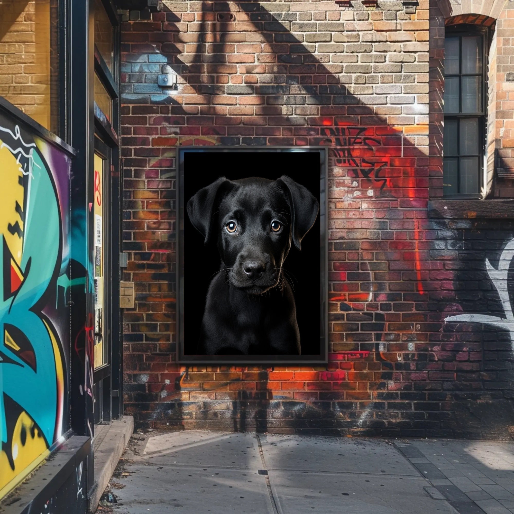 Portrait Of A Black Labrador Puppy Poster PosterGoat