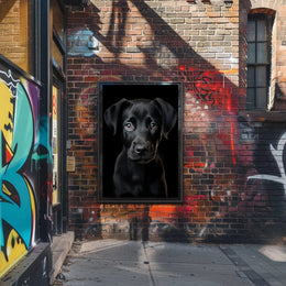 Portrait Of A Black Labrador Puppy Poster PosterGoat