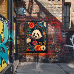 Panda in Bloom: Artistic Harmony Animal Poster
