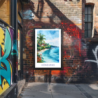 Serene Honduran Coastal Landscape Travel Poster PosterGoat