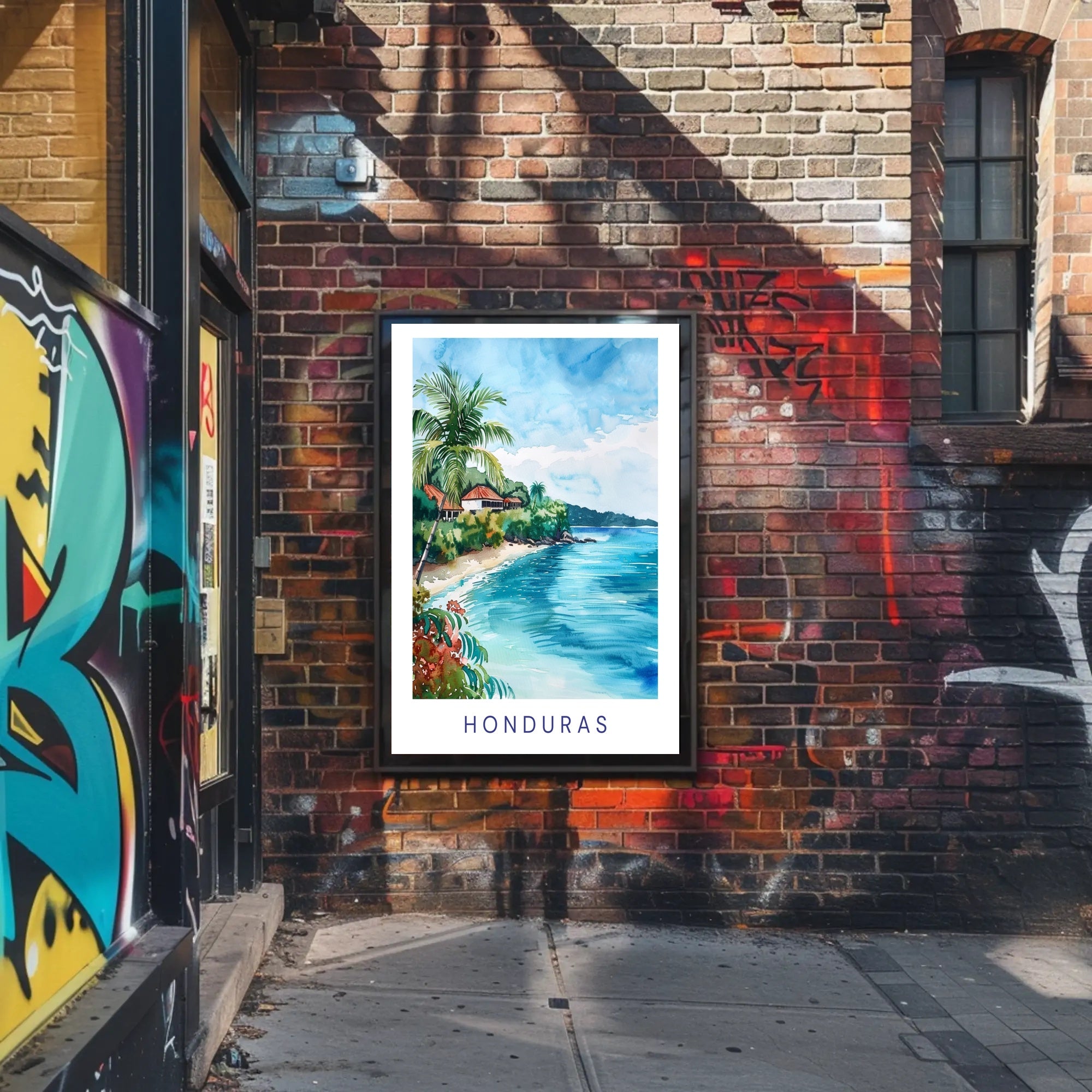 Serene Honduran Coastal Landscape Travel Poster PosterGoat