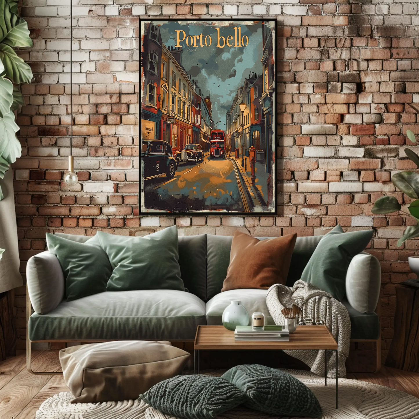 Portobello Road London Vintage Street Travel Poster