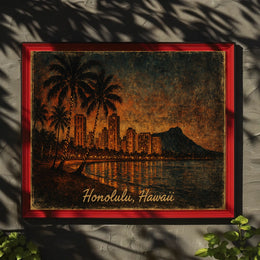 Honolulu Skyline Impressionism Travel Poster