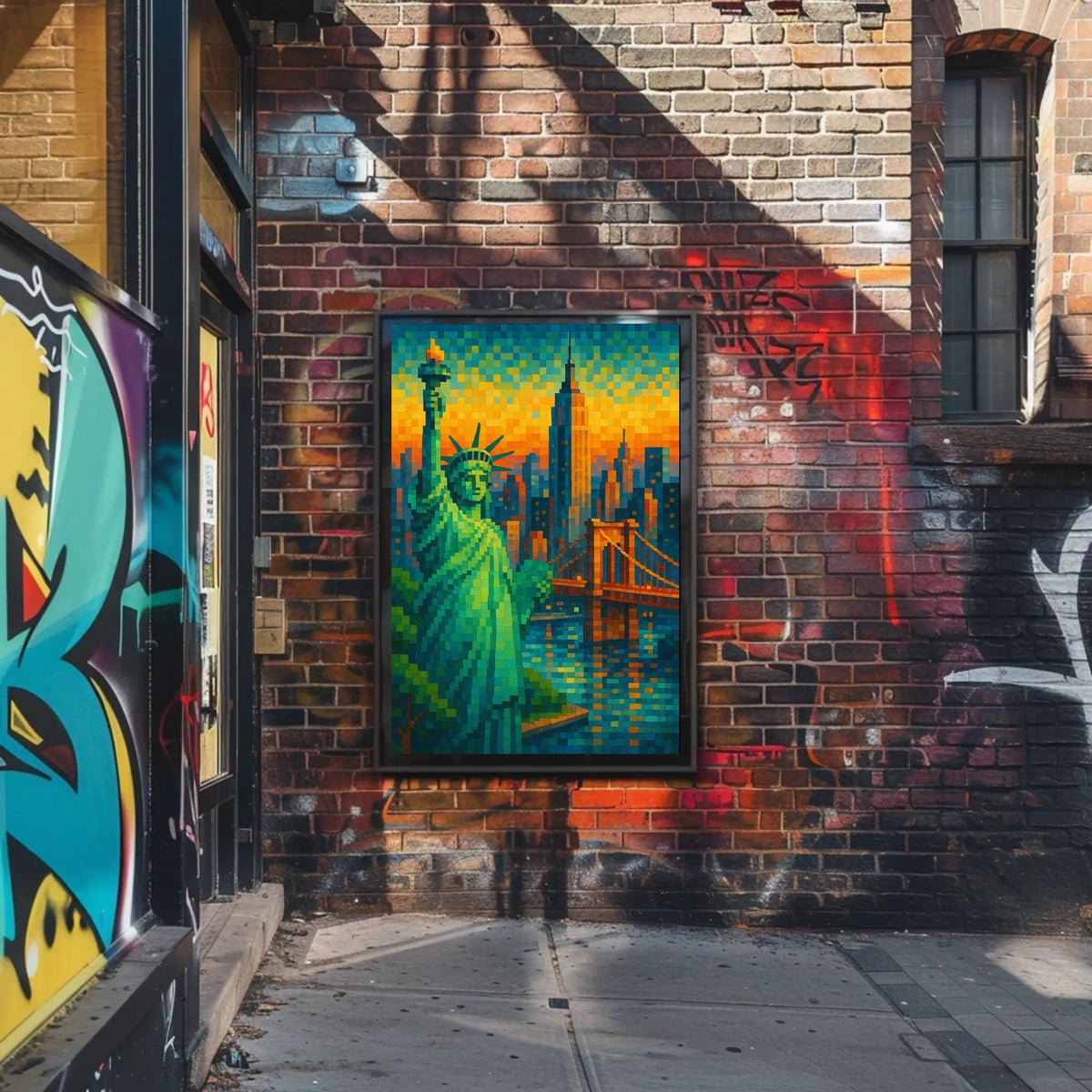 Pixelated New York Dreamscape Poster For Modern Home Decor
