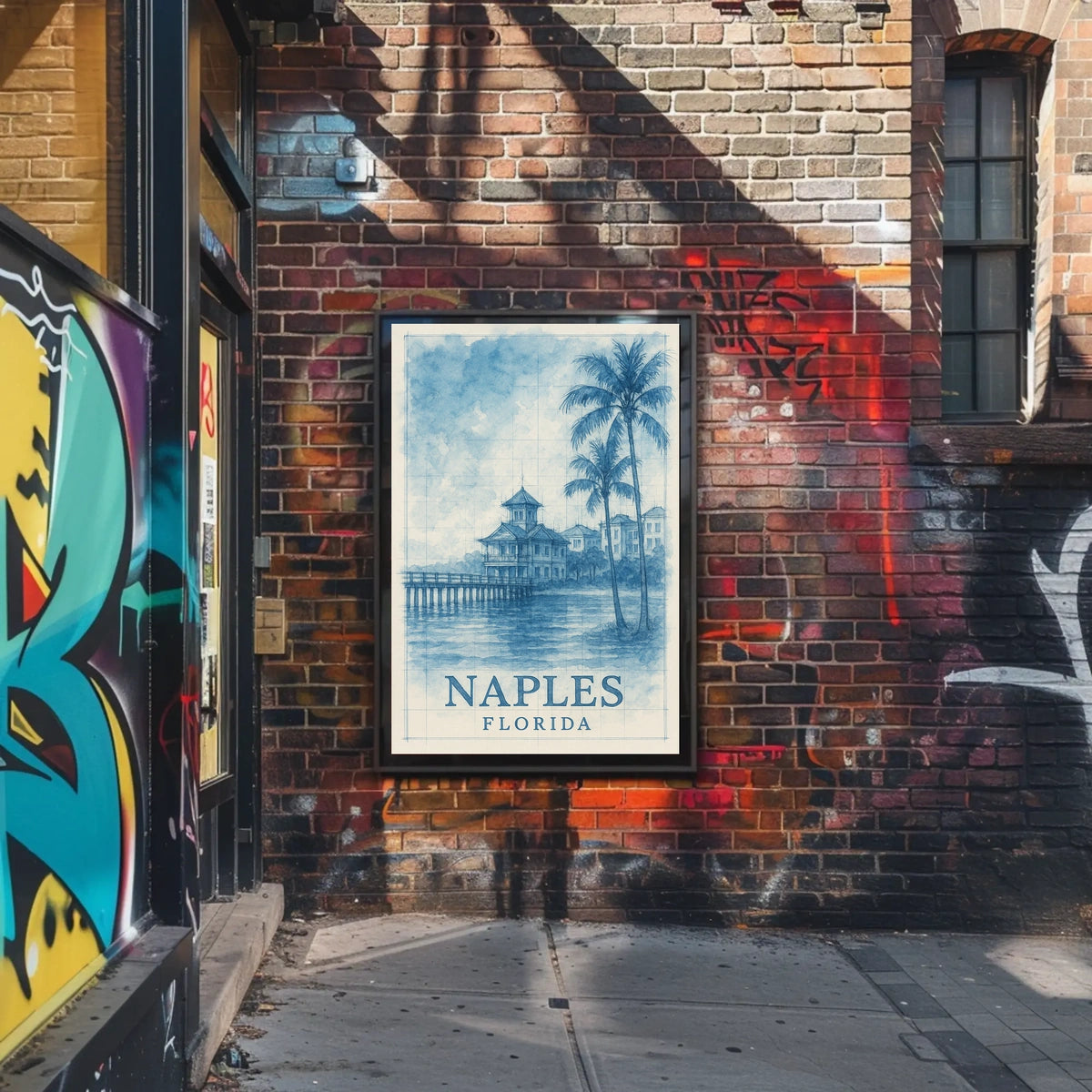 Naples Florida Poster Coastal Wall Art Beach Decor Sunset