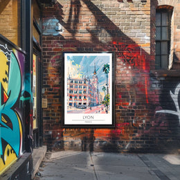 Vibrant Lyon Illustration Poster PosterGoat