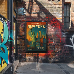 New York City Poster Vintage Travel Mid Century Wall Art