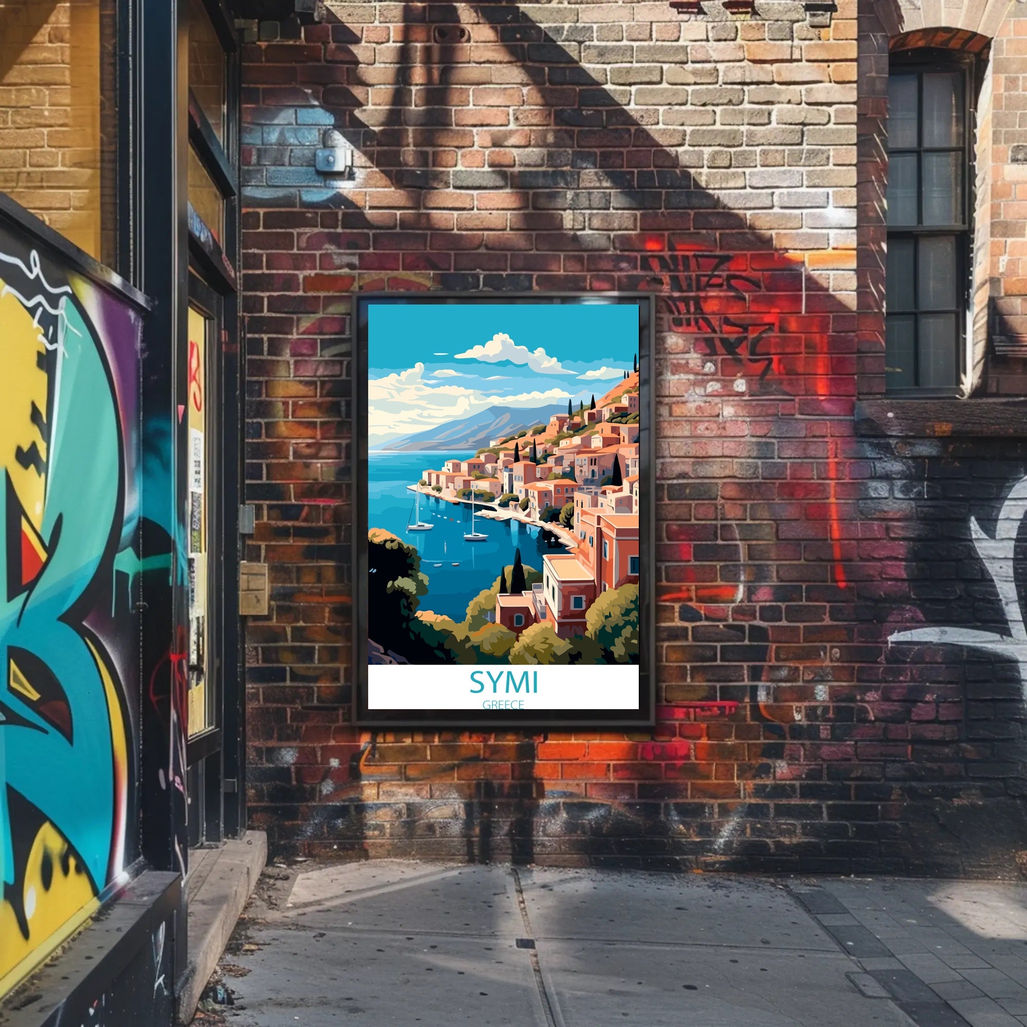 Vibrant Coastal Town Travel Poster