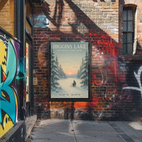 Tranquil Snowy Scene at Higgins Lake Artistic Poster
