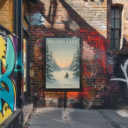 Tranquil Snowy Scene at Higgins Lake Artistic Poster