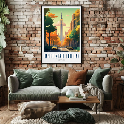 Empire State Building Autumn New York Street Poster