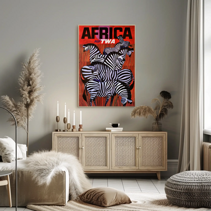 Fly TWA to Africa Vintage Travel Poster