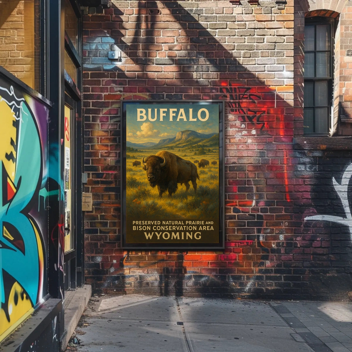 Buffalo Conservation Wyoming Scenic Wildlife Poster