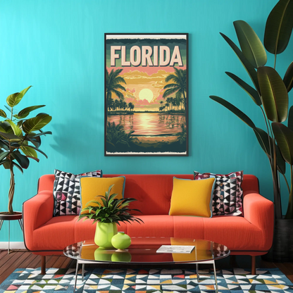 Florida Vintage Poster - Tropical Sunset