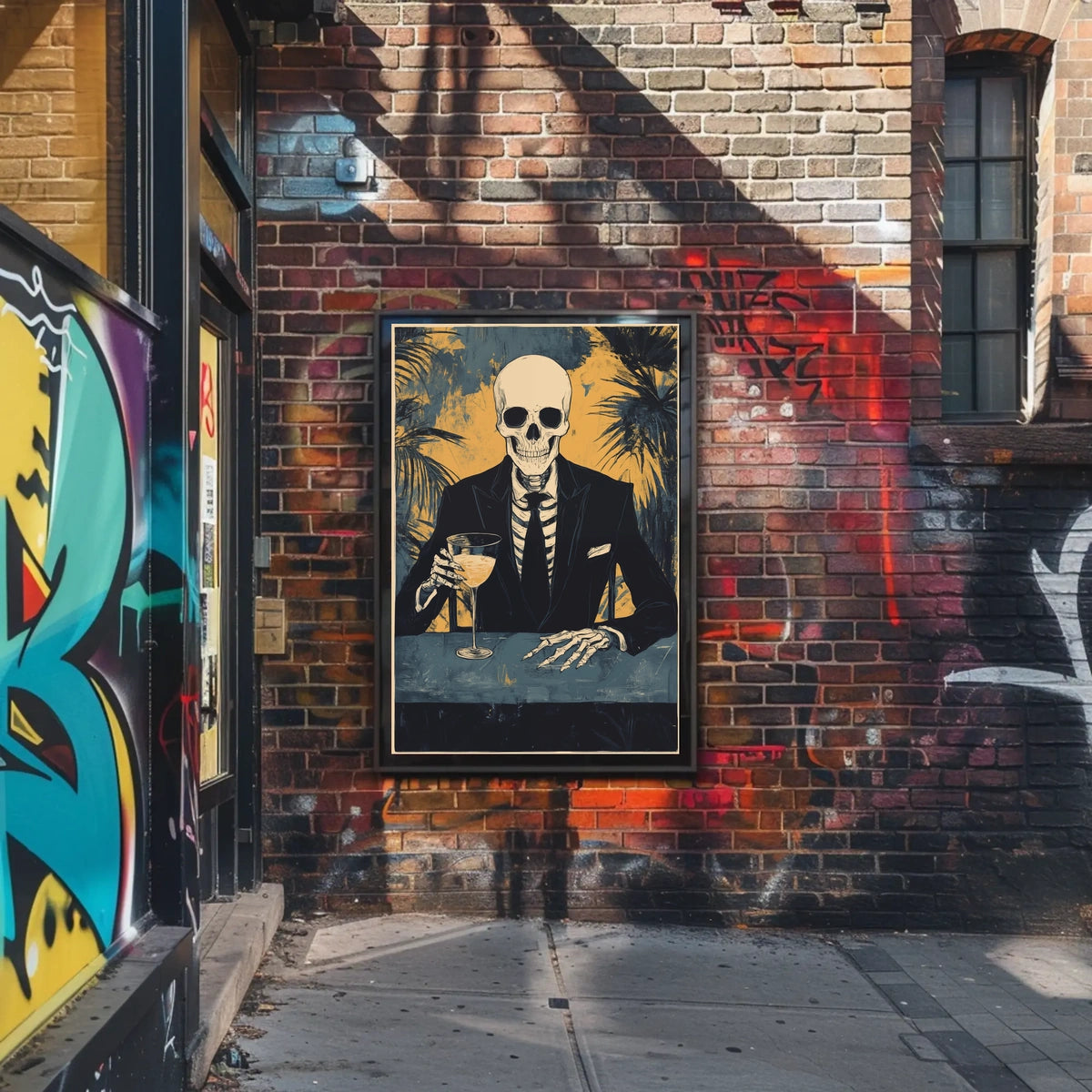 Skeleton in a Suit Elegant Macabre Tropical Poster