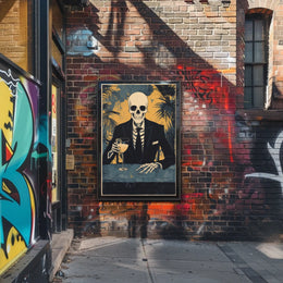 Skeleton in a Suit Elegant Macabre Tropical Poster