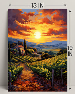 Sunset Over The Vineyard Poster