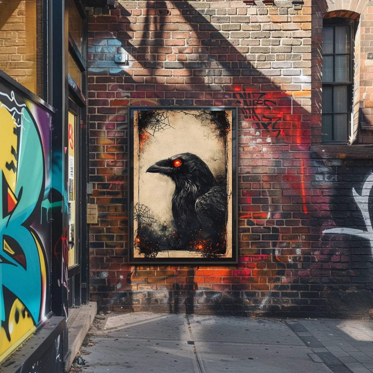 Raven with Red Eyes Artistic Animal Poster