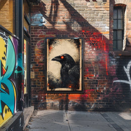 Raven with Red Eyes Artistic Animal Poster