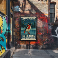 A Dapper Penguin Ice-Skating Poster