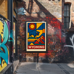 Wyoming A Geometric Tribute Poster