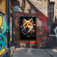 Enchanted Fox and Floral Night Art Poster