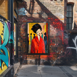 Vibrant Expression Poster Red Coat Modern Wall Art
