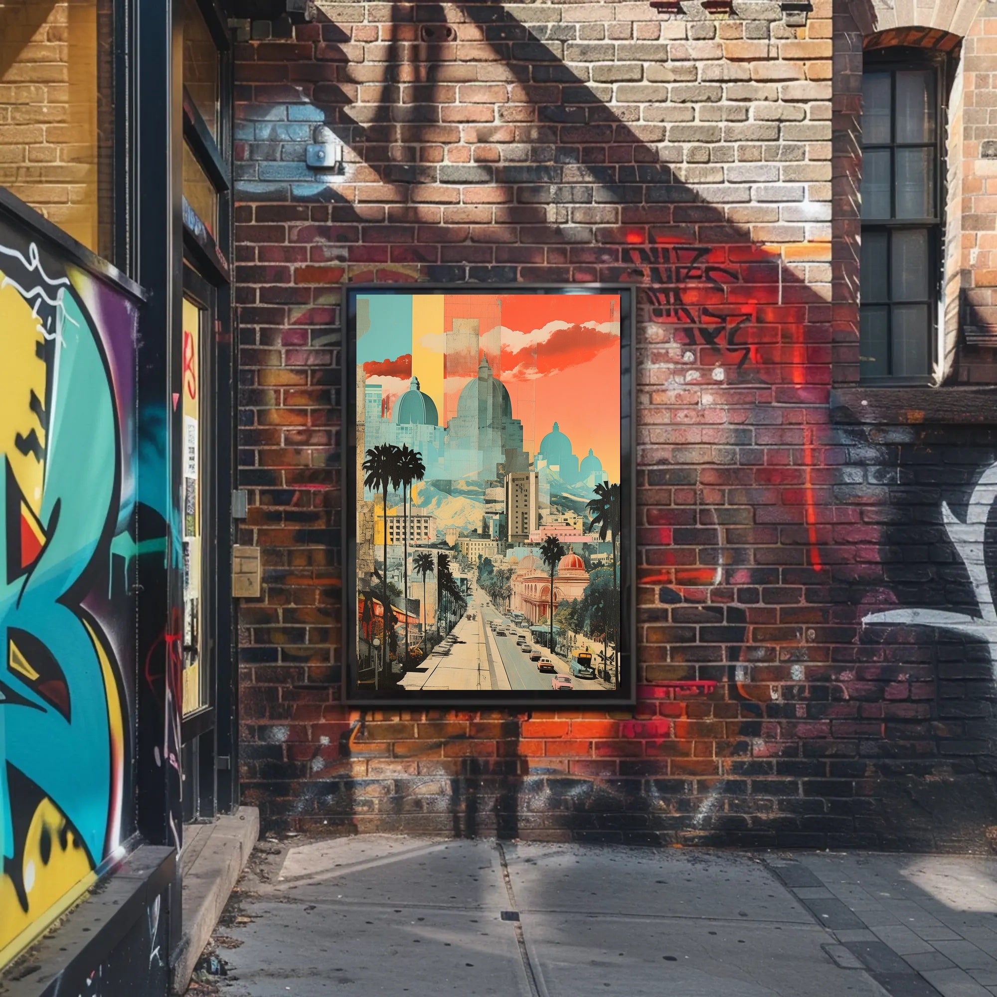Urban Vibrance: Classic Meets Modern Architectural Travel Poster