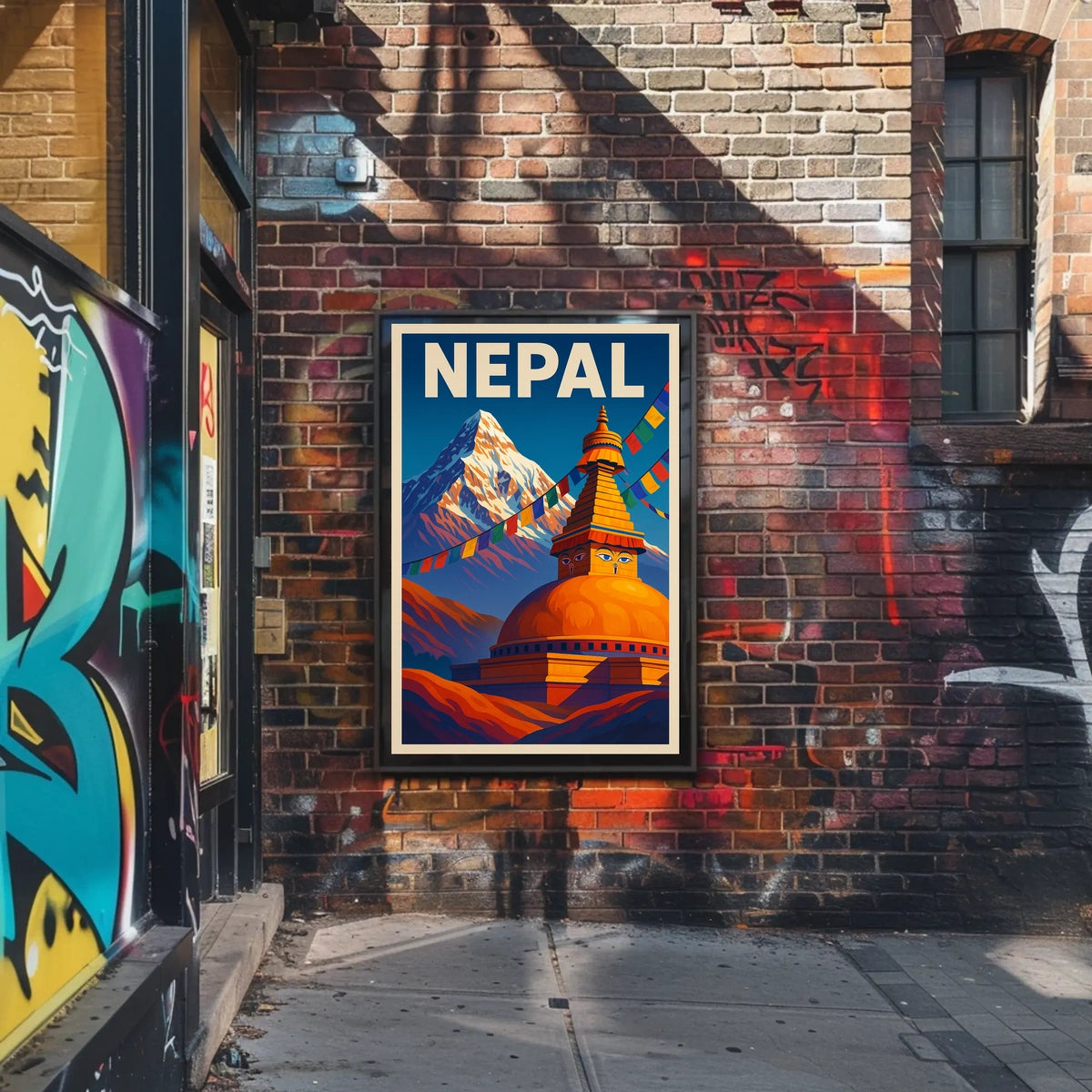 Nepal Land of Mountains and Stupas Poster