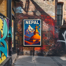 Nepal Land of Mountains and Stupas Poster
