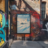 White Desert Futuristic Sci-Fi Travel Poster