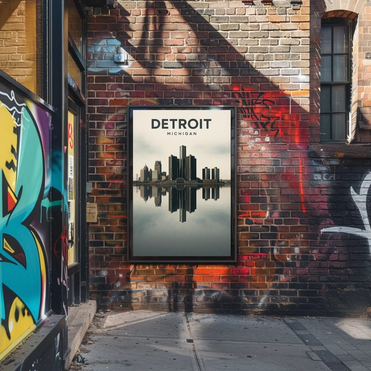 Detroit Skyline Reflection Poster