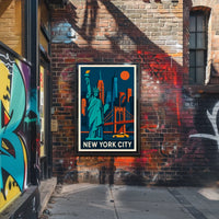New York City Iconic Landmarks Poster Geometric Wall Art