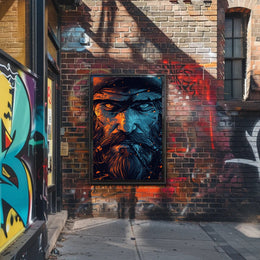 Rugged Duality: Fiery Orange and Cool Blue Poster PosterGoat