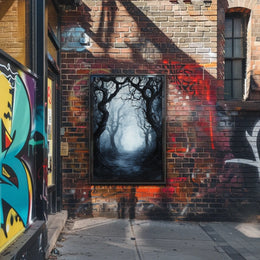 Mysterious and Eerie Forest Scene Artistic Poster