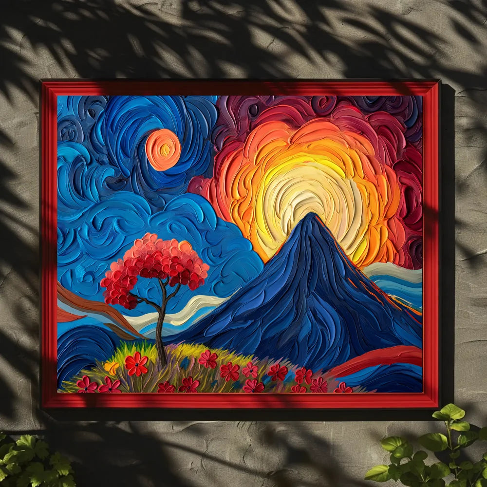 Van Gogh-Inspired Vibrant Mountain Sunrise Poster
