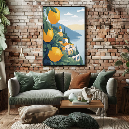 Lemon Trees Over Amalfi Coast Citrus View Travel Poster