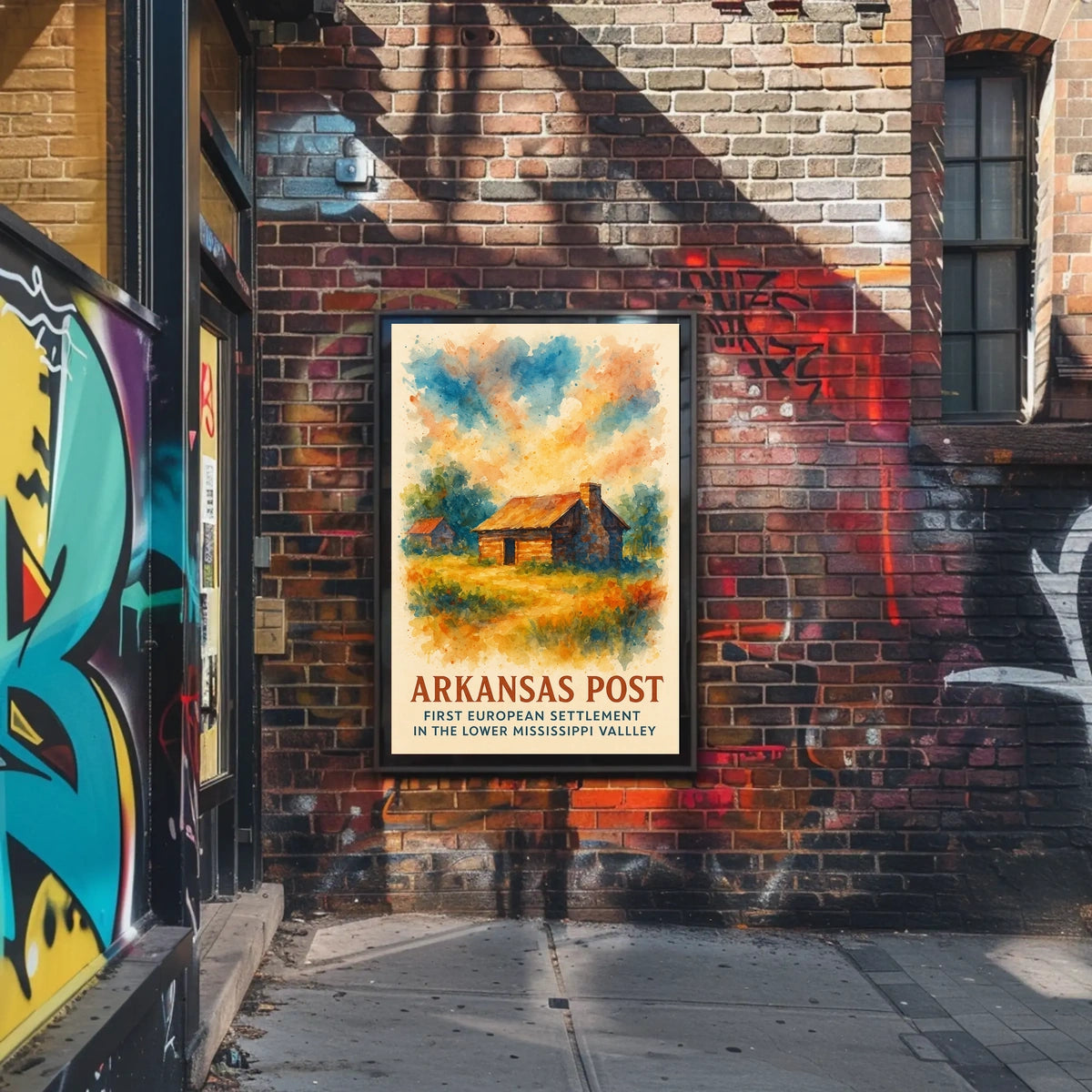 Arkansas Post Historic Settlement Watercolor Poster