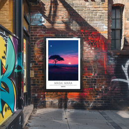 Masai Mara Sunset Travel Poster