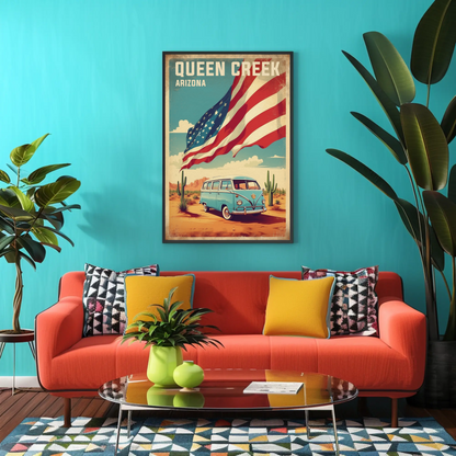 Queen Creek Arizona Vintage Travel Poster Artwork