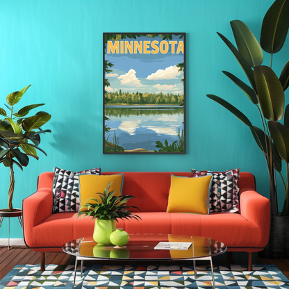 Minnesota’s Tranquil Lakes Vintage Travel Poster