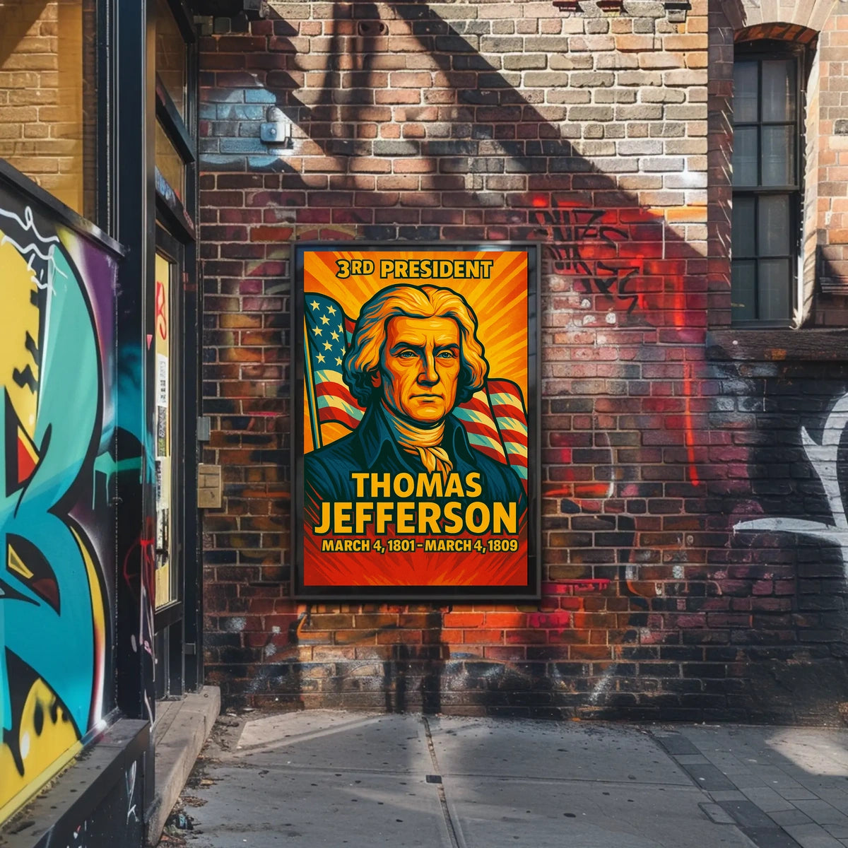 Thomas Jefferson 3rd President of the United States Colorful Comic Book Style Poster