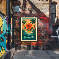 Hawaiian Tropical Paradise Vintage Travel Poster