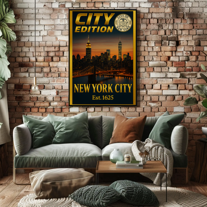 New York City Skyline City Edition Travel Poster
