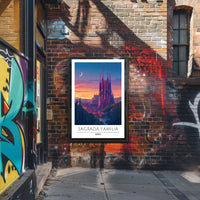 Sagrada Familia Twilight Travel Art Poster