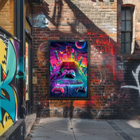 Neon Gaming Cityscape Poster