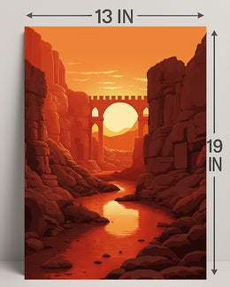 Sunset Over The Canyon Bridge Poster PosterGoat