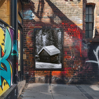 Snow-Covered Cabin in Winter National Park Poster
